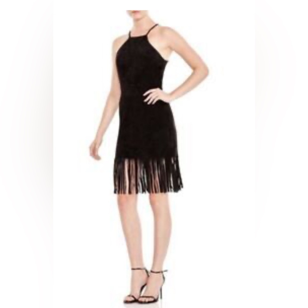 J.O.A. Black Backless Fringe Dress